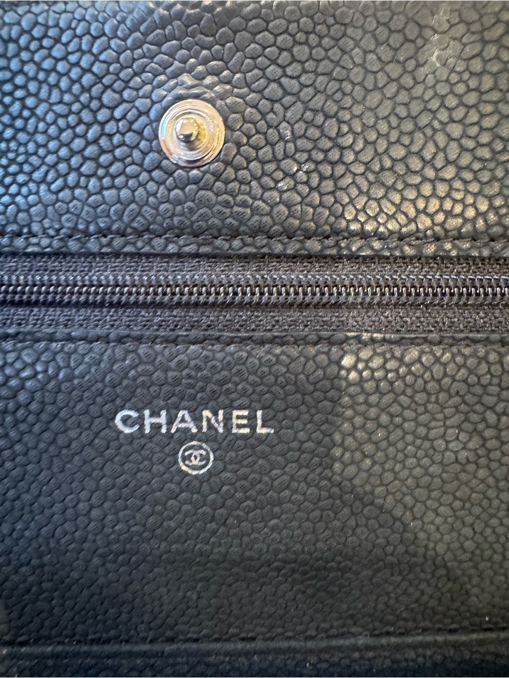 CHANEL Black Quilted Caviar Leather Wallet on Chain with Gold CC - Picture 12 of 16